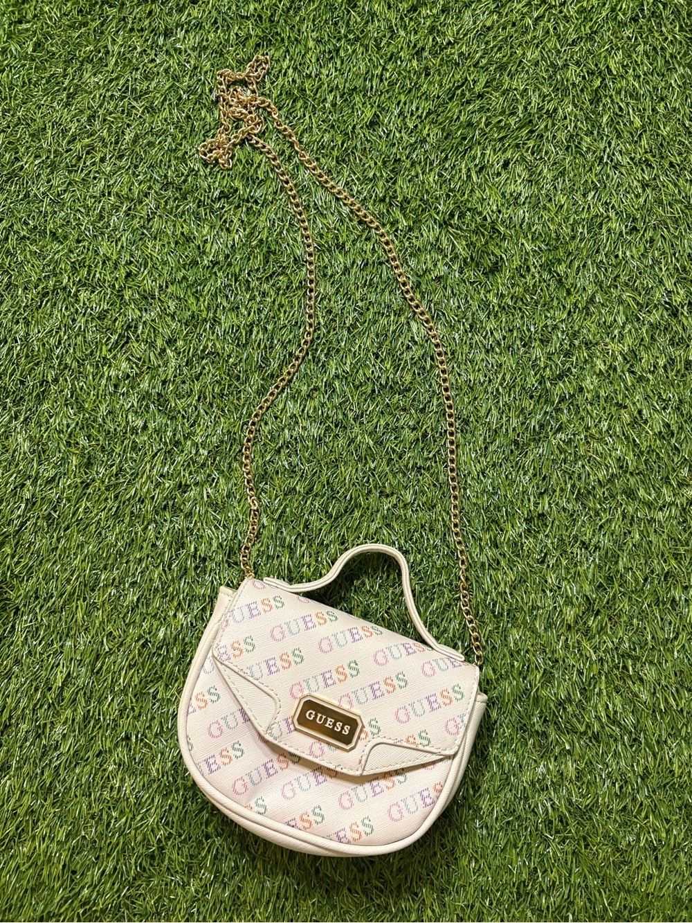GUESS White Multicolor Logo Crossbody Bag